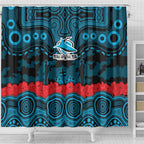 ANZAC Day Cronulla Sutherland Sharks Shower Curtain Military Memorial Aboriginal Indigenous Art