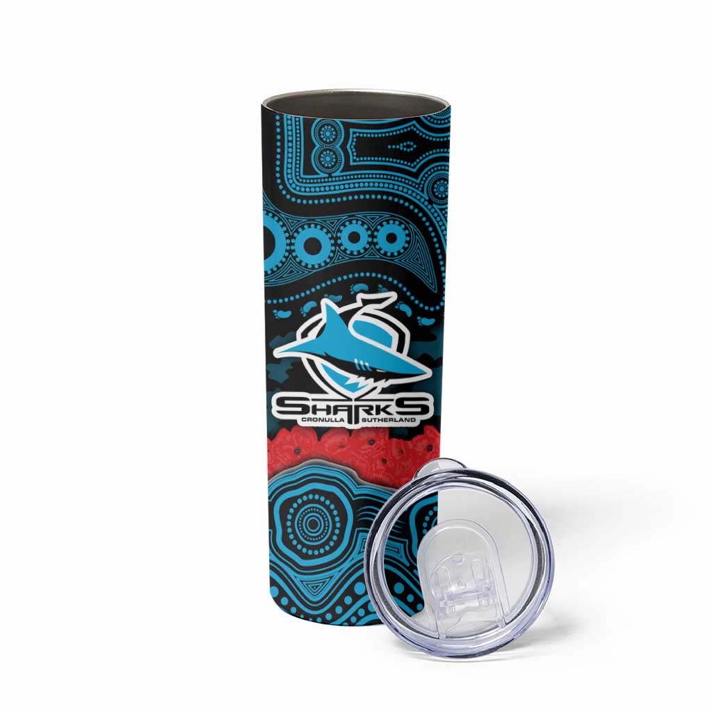 ANZAC Day Cronulla Sutherland Sharks Skinny Tumbler Military Memorial Aboriginal Indigenous Art