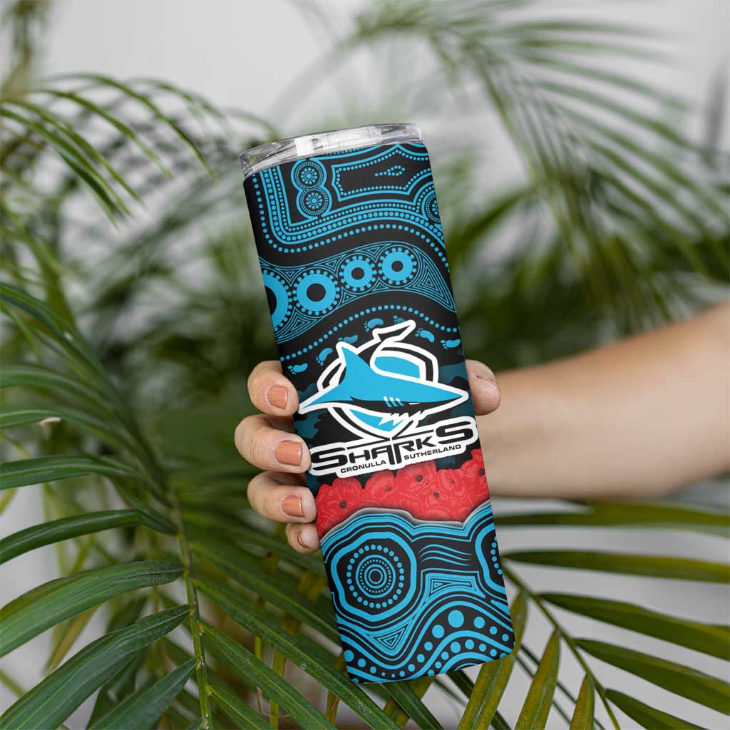 ANZAC Day Cronulla Sutherland Sharks Skinny Tumbler Military Memorial Aboriginal Indigenous Art