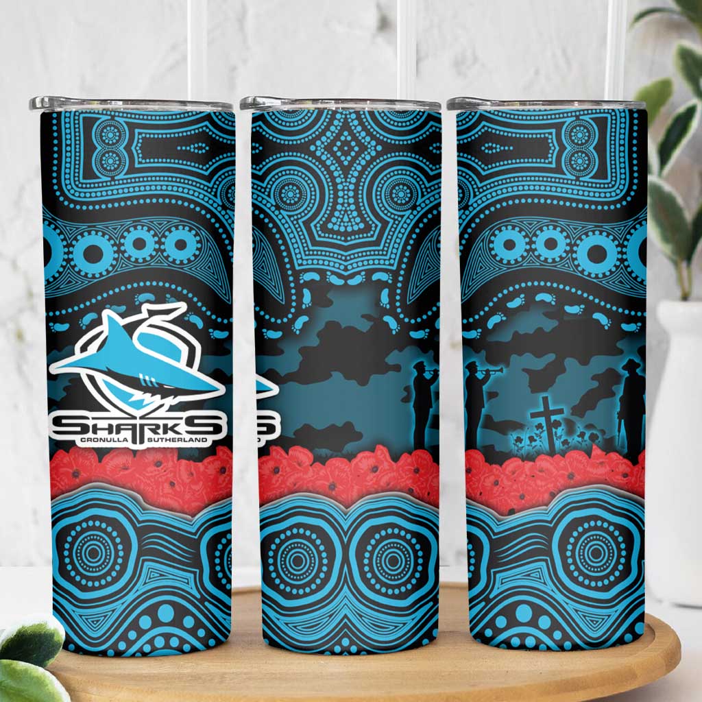 ANZAC Day Cronulla Sutherland Sharks Skinny Tumbler Military Memorial Aboriginal Indigenous Art