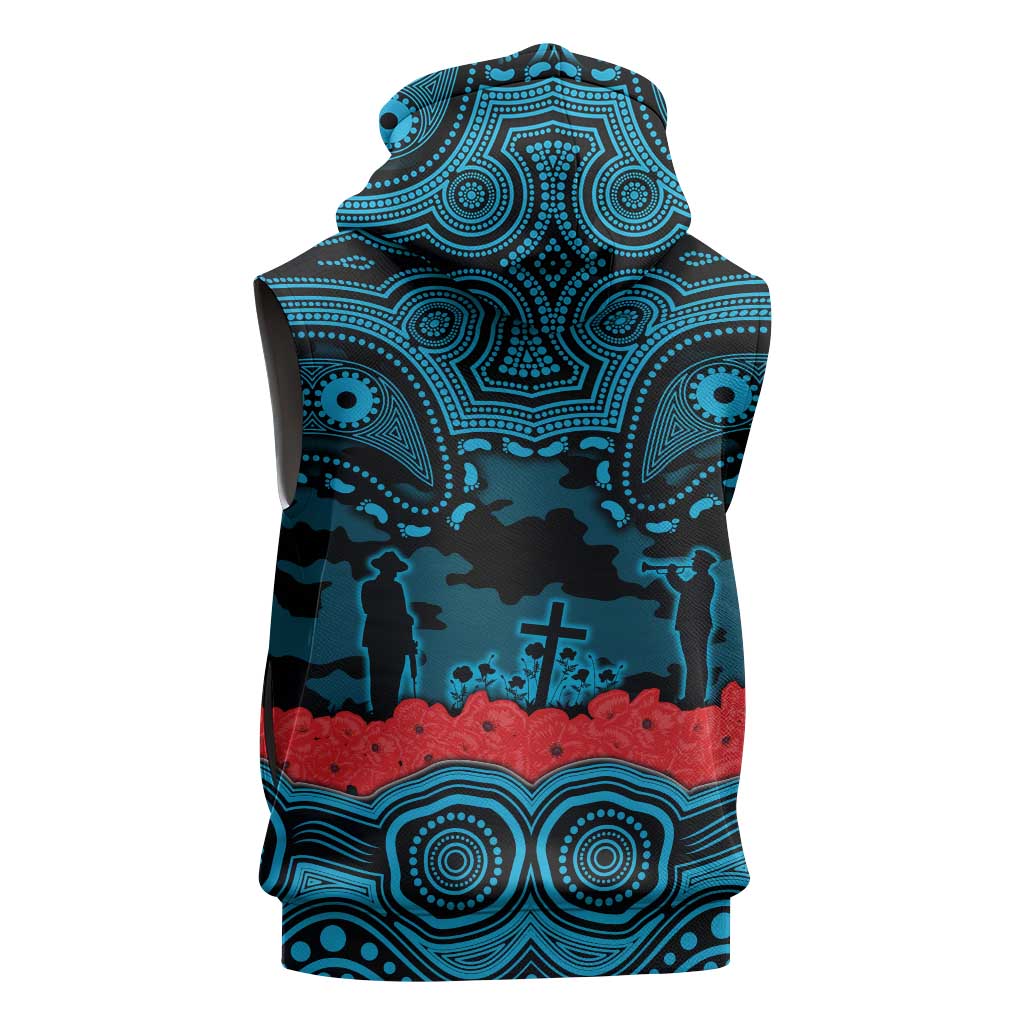 ANZAC Day Cronulla Sutherland Sharks Sleeveless Hoodie Military Memorial Aboriginal Indigenous Art