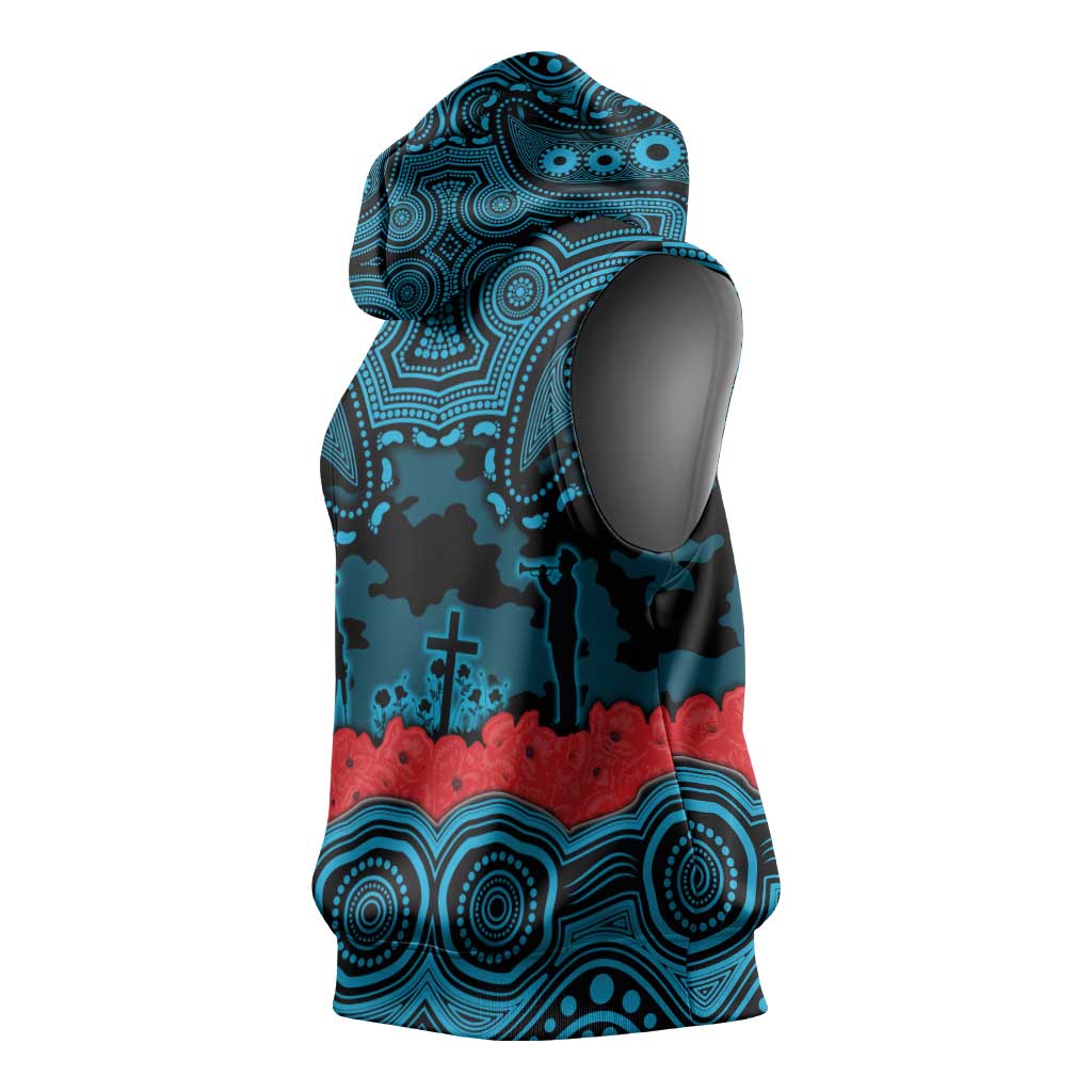 ANZAC Day Cronulla Sutherland Sharks Sleeveless Hoodie Military Memorial Aboriginal Indigenous Art
