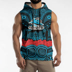 ANZAC Day Cronulla Sutherland Sharks Sleeveless Hoodie Military Memorial Aboriginal Indigenous Art