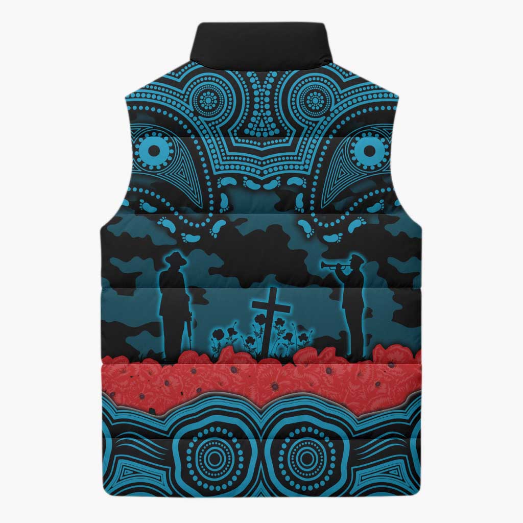 ANZAC Day Cronulla Sutherland Sharks Sleeveless Puffer Jacket Military Memorial Aboriginal Indigenous Art