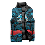 ANZAC Day Cronulla Sutherland Sharks Sleeveless Puffer Jacket Military Memorial Aboriginal Indigenous Art