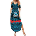 ANZAC Day Cronulla Sutherland Sharks Summer Maxi Dress Military Memorial Aboriginal Indigenous Art