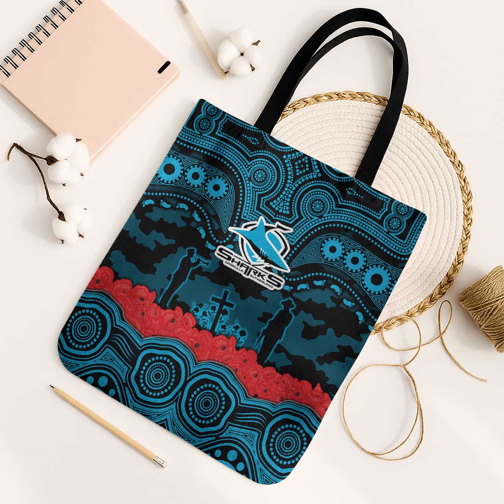 ANZAC Day Cronulla Sutherland Sharks Tote Bag Military Memorial Aboriginal Indigenous Art