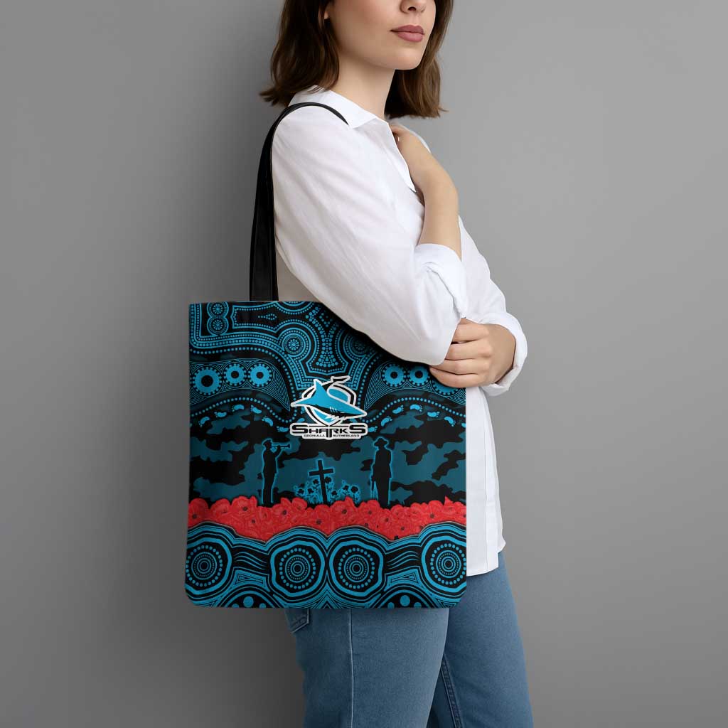 ANZAC Day Cronulla Sutherland Sharks Tote Bag Military Memorial Aboriginal Indigenous Art
