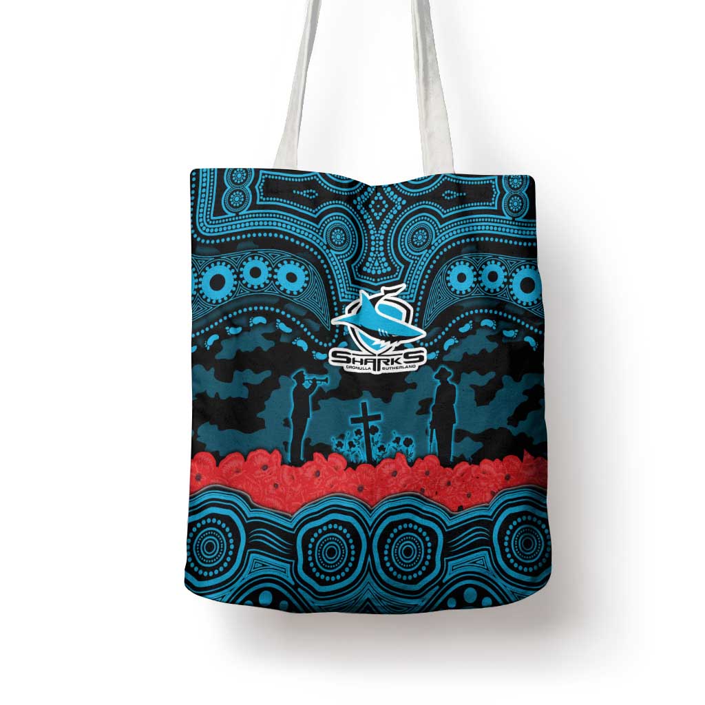 ANZAC Day Cronulla Sutherland Sharks Tote Bag Military Memorial Aboriginal Indigenous Art