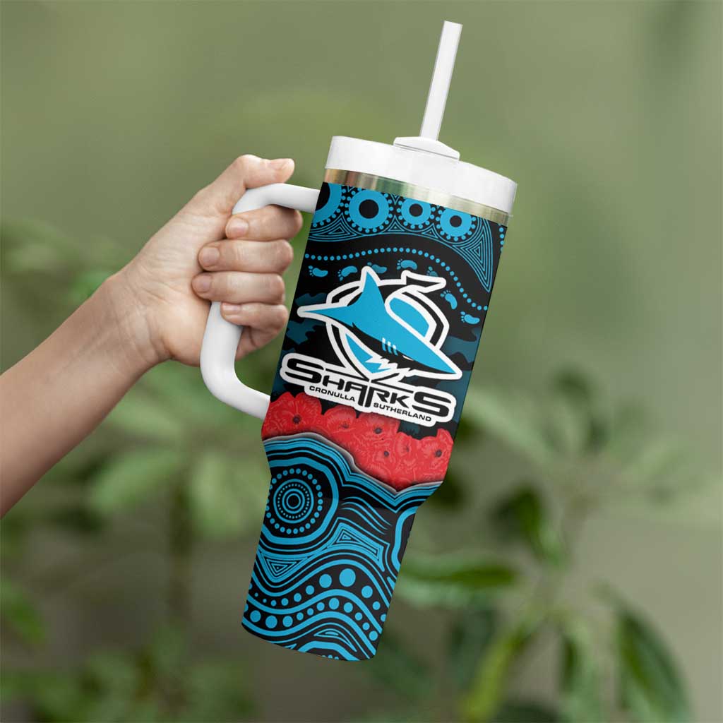 ANZAC Day Cronulla Sutherland Sharks Tumbler With Handle Military Memorial Aboriginal Indigenous Art