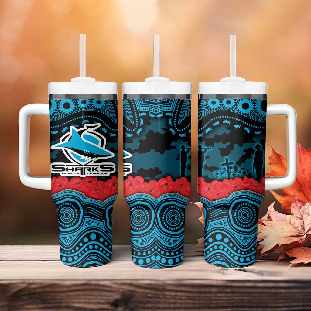 ANZAC Day Cronulla Sutherland Sharks Tumbler With Handle Military Memorial Aboriginal Indigenous Art