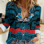 ANZAC Day Cronulla Sutherland Sharks Women Casual Shirt Military Memorial Aboriginal Indigenous Art