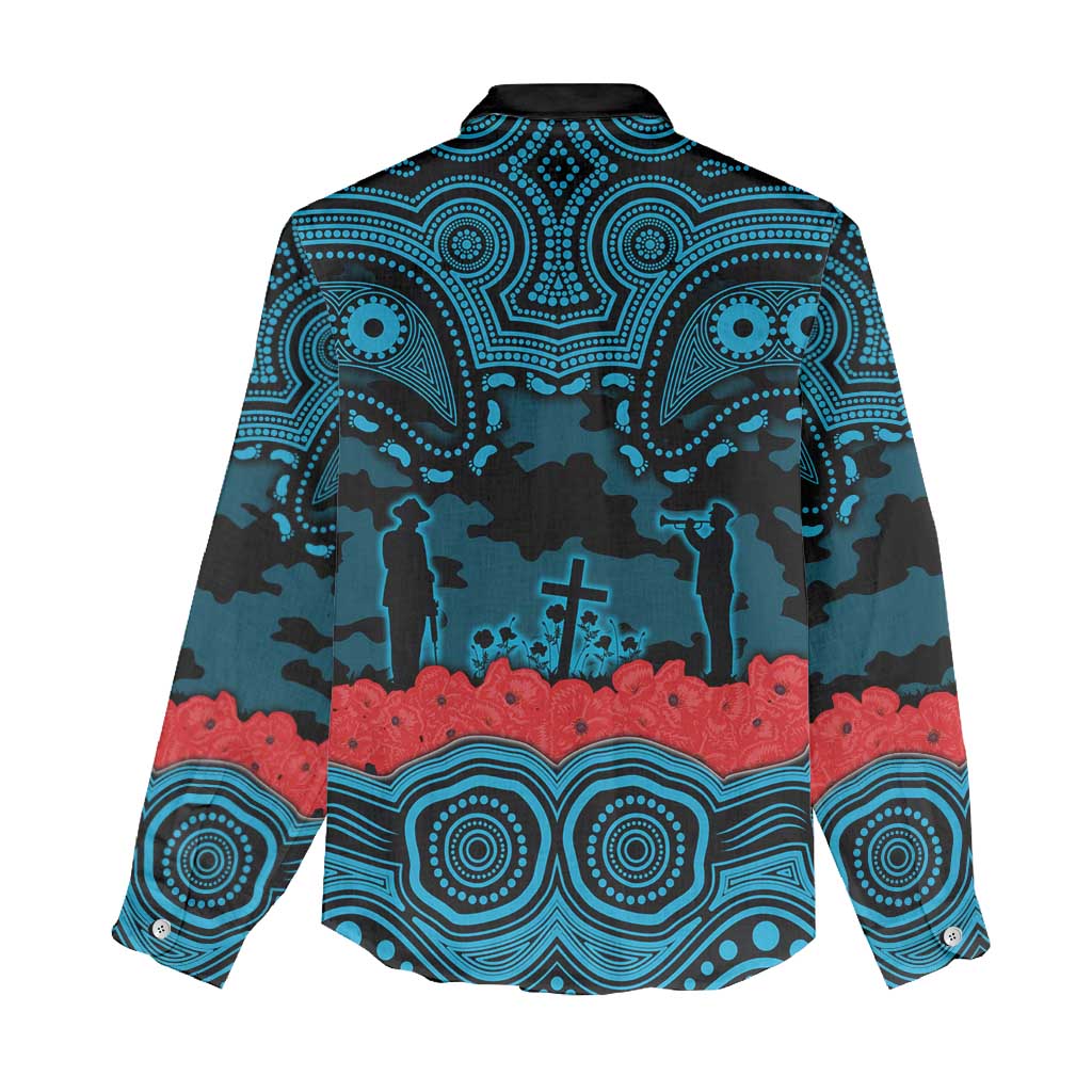 ANZAC Day Cronulla Sutherland Sharks Women Casual Shirt Military Memorial Aboriginal Indigenous Art