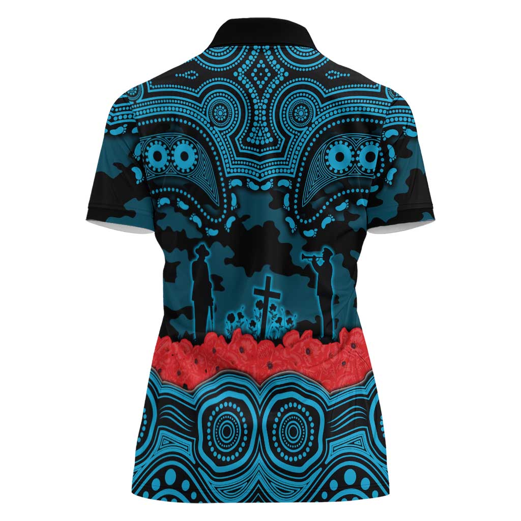 ANZAC Day Cronulla Sutherland Sharks Women Polo Shirt Military Memorial Aboriginal Indigenous Art