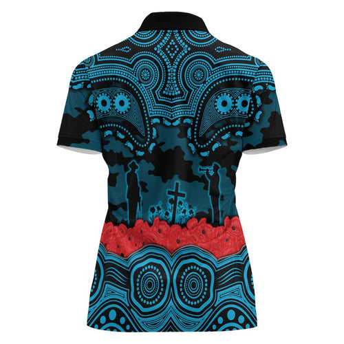 ANZAC Day Cronulla Sutherland Sharks Women Polo Shirt Military Memorial Aboriginal Indigenous Art