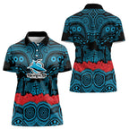 ANZAC Day Cronulla Sutherland Sharks Women Polo Shirt Military Memorial Aboriginal Indigenous Art