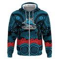 ANZAC Day Cronulla Sutherland Sharks Zip Hoodie Military Memorial Aboriginal Indigenous Art