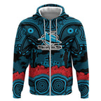 ANZAC Day Cronulla Sutherland Sharks Zip Hoodie Military Memorial Aboriginal Indigenous Art