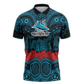 ANZAC Day Cronulla Sutherland Sharks Zipper Polo Shirt Military Memorial Aboriginal Indigenous Art