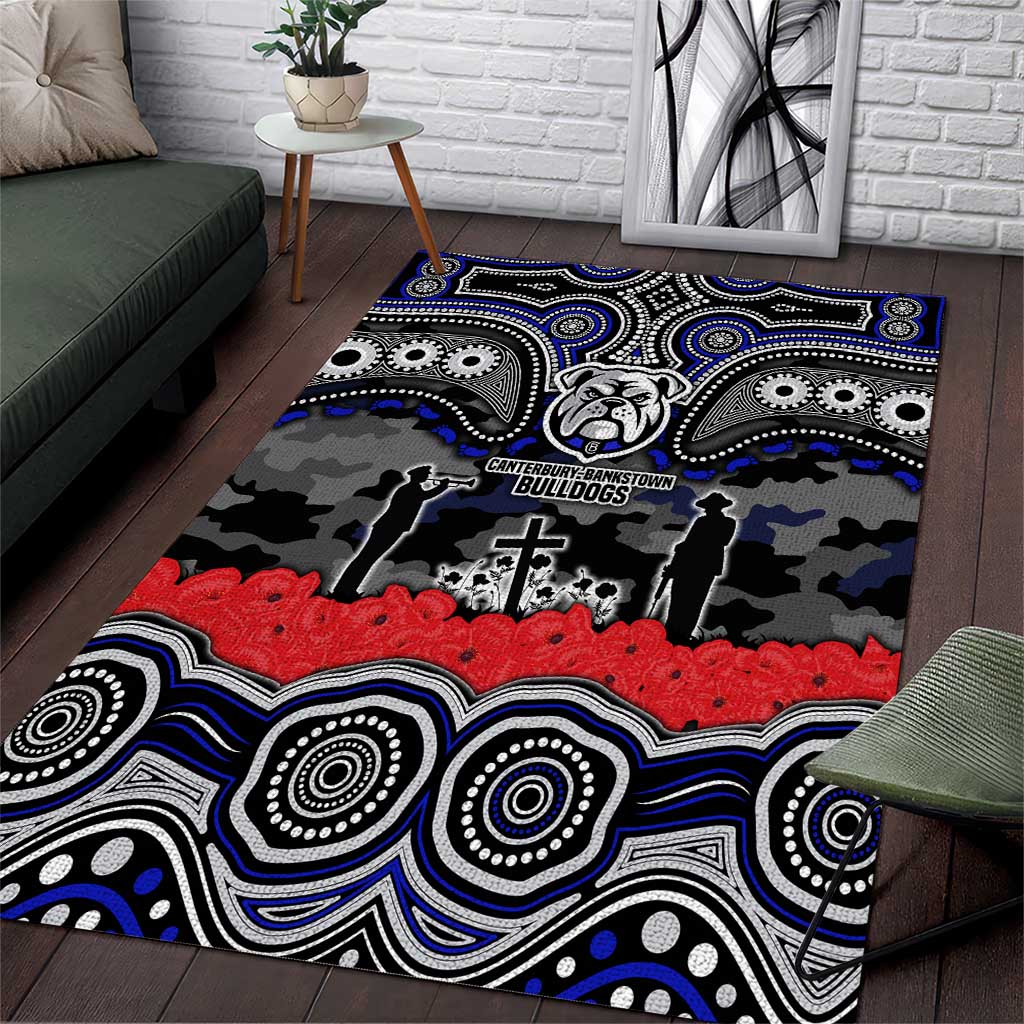 ANZAC Day Canterbury Bankstown Bulldogs Area Rug Military Memorial Aboriginal Indigenous Art