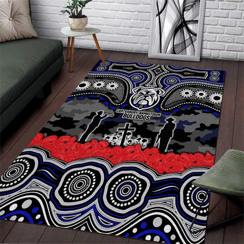 ANZAC Day Canterbury Bankstown Bulldogs Area Rug Military Memorial Aboriginal Indigenous Art