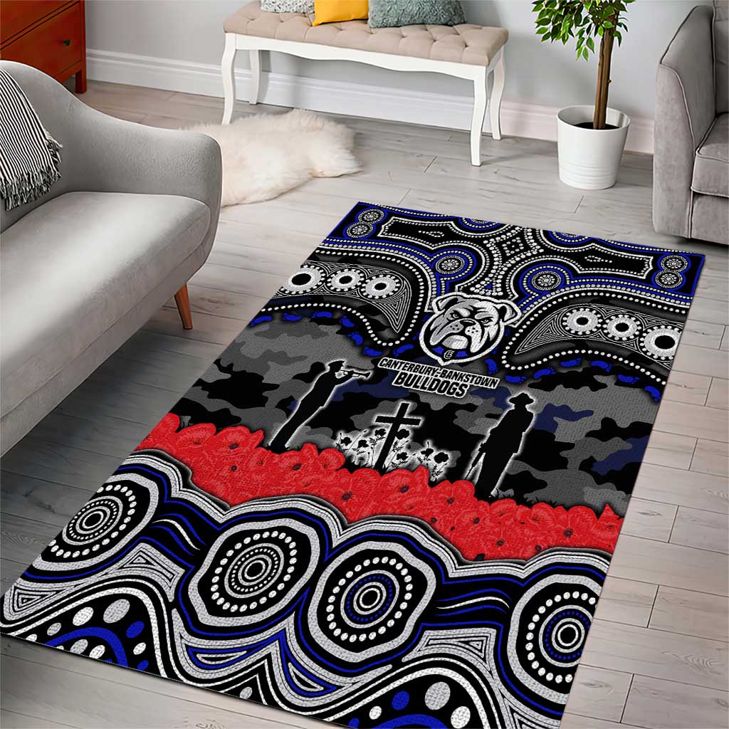 ANZAC Day Canterbury Bankstown Bulldogs Area Rug Military Memorial Aboriginal Indigenous Art