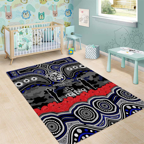 ANZAC Day Canterbury Bankstown Bulldogs Area Rug Military Memorial Aboriginal Indigenous Art