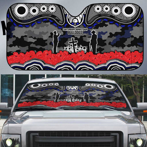 ANZAC Day Canterbury Bankstown Bulldogs Auto Sun Shade Military Memorial Aboriginal Indigenous Art