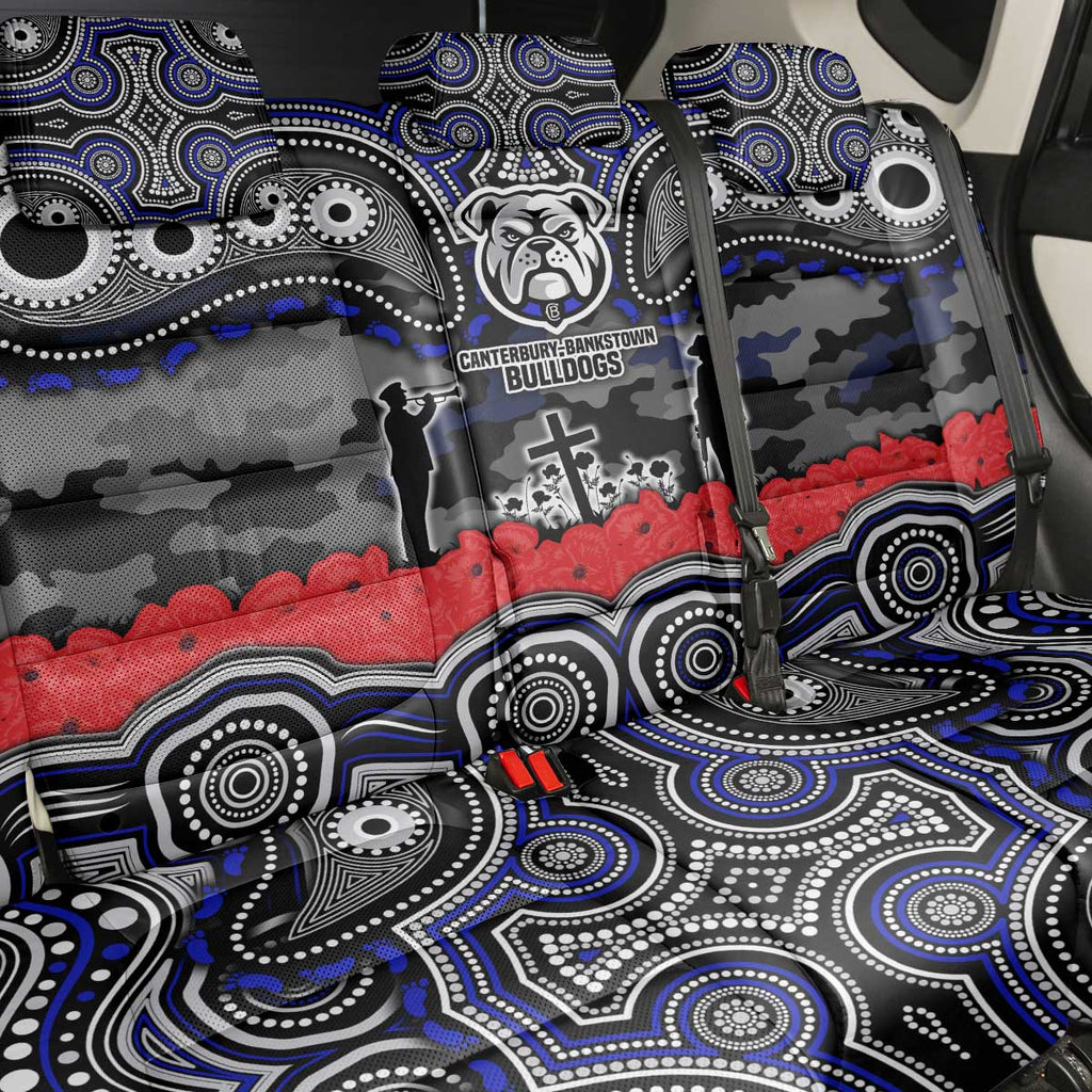 ANZAC Day Canterbury Bankstown Bulldogs Back Car Seat Cover Military Memorial Aboriginal Indigenous Art