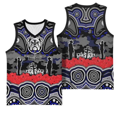 ANZAC Day Canterbury Bankstown Bulldogs Basketball Jersey Military Memorial Aboriginal Indigenous Art