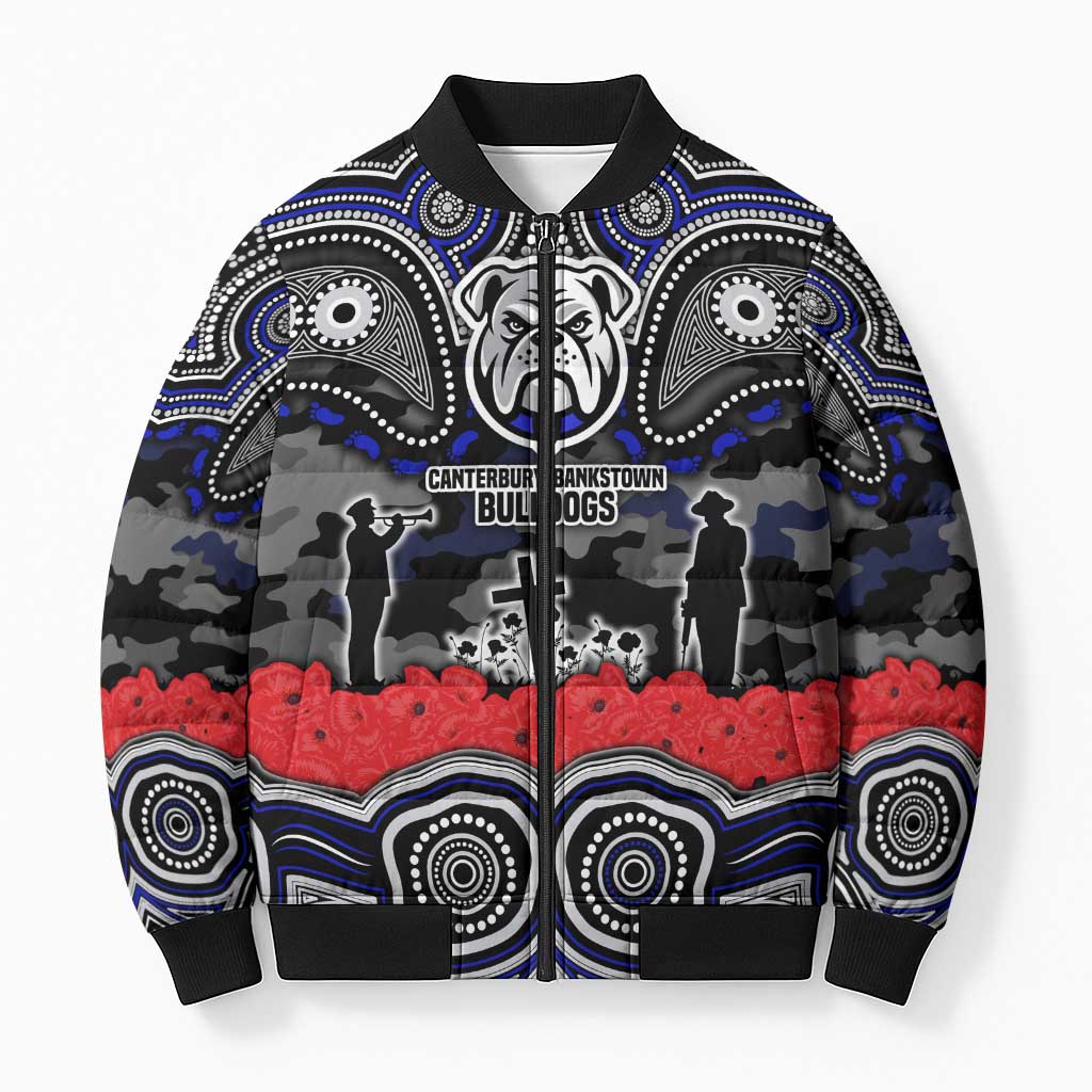 ANZAC Day Canterbury Bankstown Bulldogs Bomber Puffer Jacket Military Memorial Aboriginal Indigenous Art