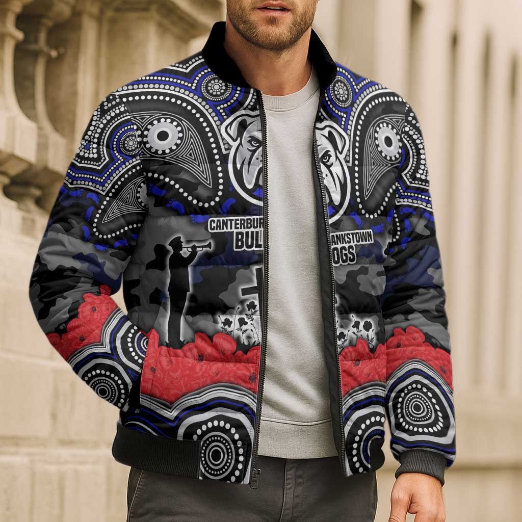ANZAC Day Canterbury Bankstown Bulldogs Bomber Puffer Jacket Military Memorial Aboriginal Indigenous Art