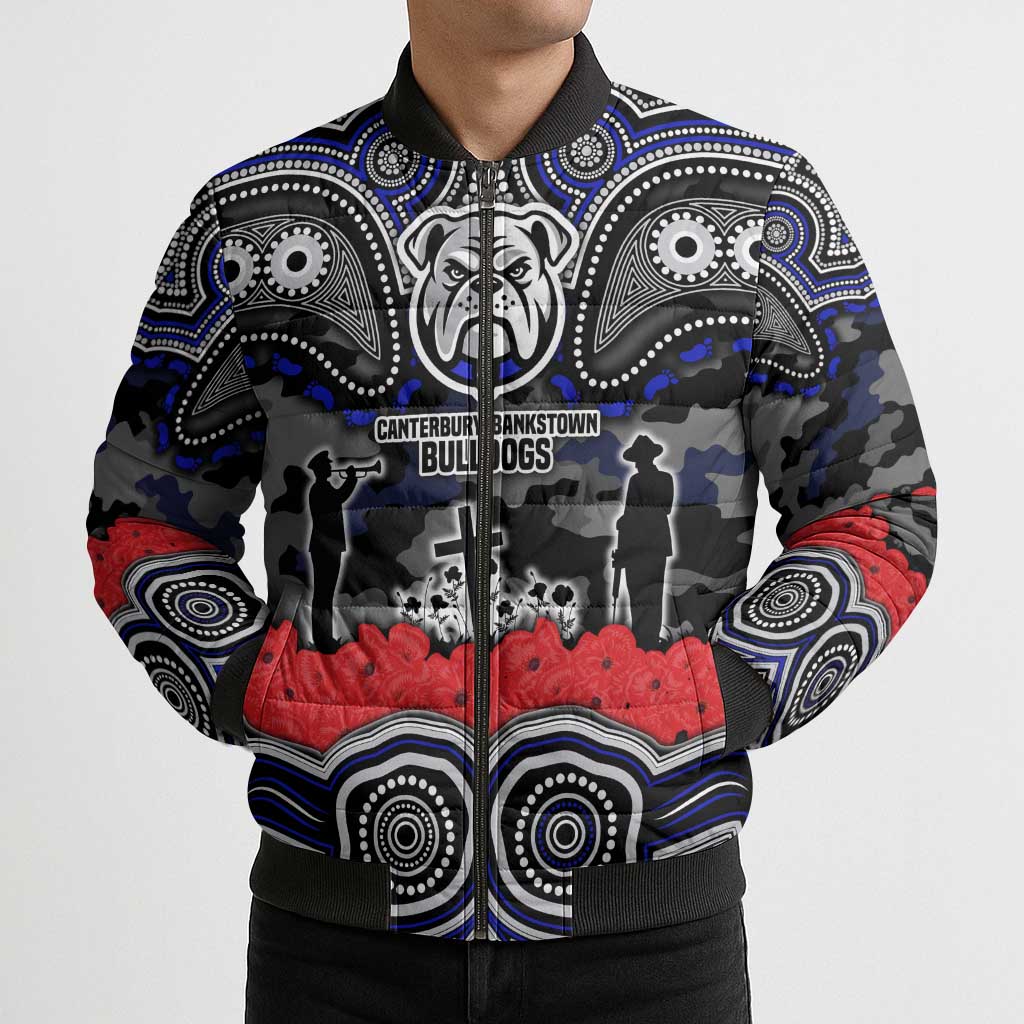 ANZAC Day Canterbury Bankstown Bulldogs Bomber Puffer Jacket Military Memorial Aboriginal Indigenous Art