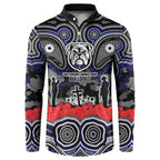 ANZAC Day Canterbury Bankstown Bulldogs Button Sweatshirt Military Memorial Aboriginal Indigenous Art