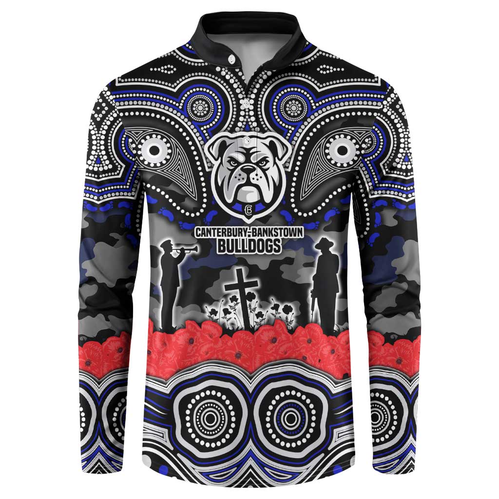 ANZAC Day Canterbury Bankstown Bulldogs Button Sweatshirt Military Memorial Aboriginal Indigenous Art