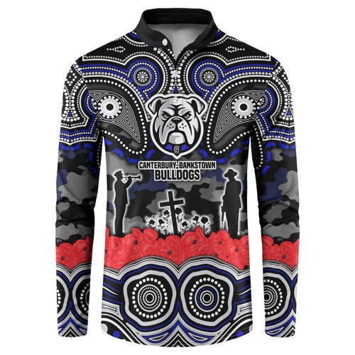 ANZAC Day Canterbury Bankstown Bulldogs Button Sweatshirt Military Memorial Aboriginal Indigenous Art