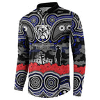 ANZAC Day Canterbury Bankstown Bulldogs Button Sweatshirt Military Memorial Aboriginal Indigenous Art