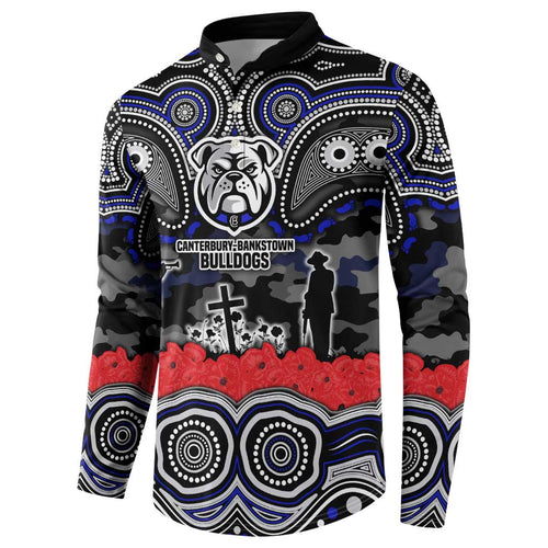 ANZAC Day Canterbury Bankstown Bulldogs Button Sweatshirt Military Memorial Aboriginal Indigenous Art