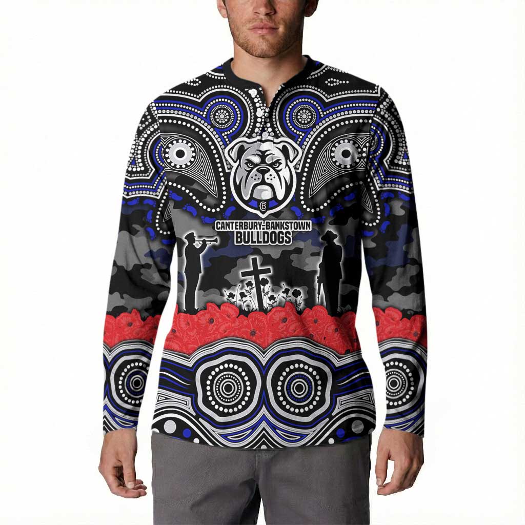 ANZAC Day Canterbury Bankstown Bulldogs Button Sweatshirt Military Memorial Aboriginal Indigenous Art