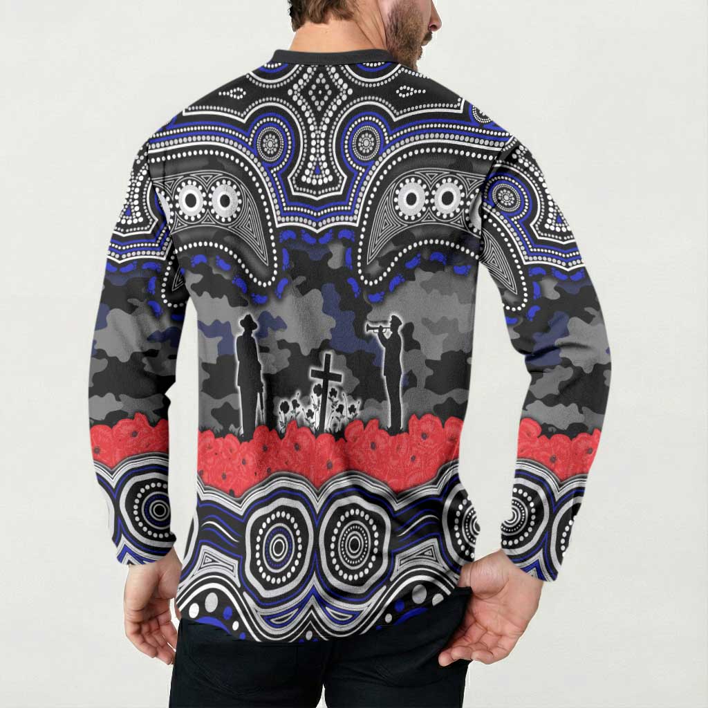 ANZAC Day Canterbury Bankstown Bulldogs Button Sweatshirt Military Memorial Aboriginal Indigenous Art