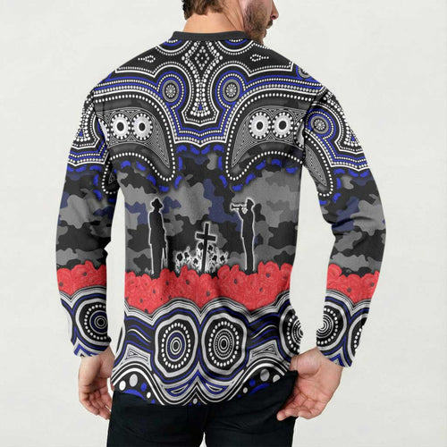 ANZAC Day Canterbury Bankstown Bulldogs Button Sweatshirt Military Memorial Aboriginal Indigenous Art