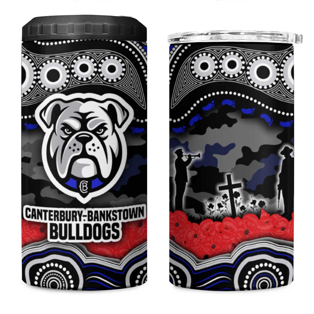 ANZAC Day Canterbury Bankstown Bulldogs 4 in 1 Can Cooler Tumbler Military Memorial Aboriginal Indigenous Art