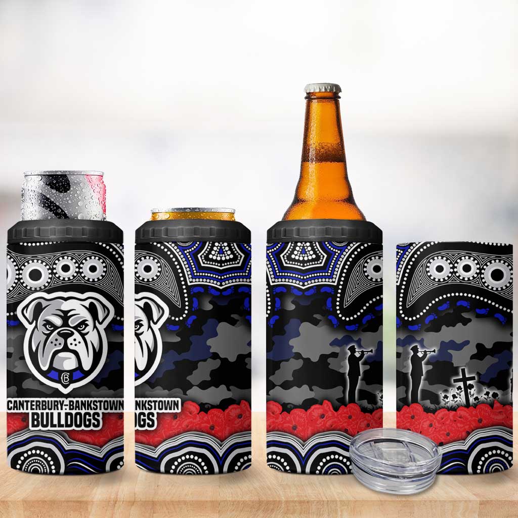 ANZAC Day Canterbury Bankstown Bulldogs 4 in 1 Can Cooler Tumbler Military Memorial Aboriginal Indigenous Art