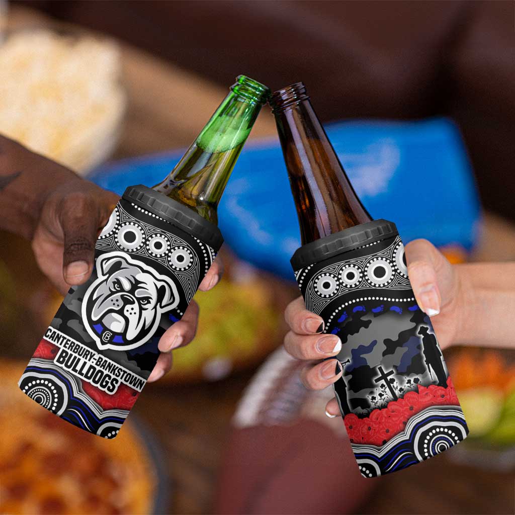ANZAC Day Canterbury Bankstown Bulldogs 4 in 1 Can Cooler Tumbler Military Memorial Aboriginal Indigenous Art