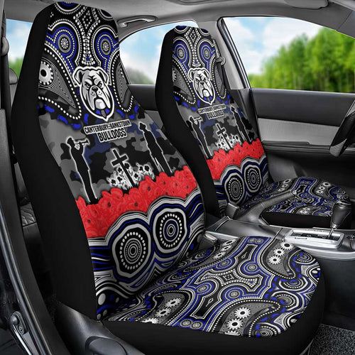 ANZAC Day Canterbury Bankstown Bulldogs Car Seat Cover Military Memorial Aboriginal Indigenous Art