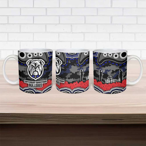 ANZAC Day Canterbury Bankstown Bulldogs Ceramic Mug Military Memorial Aboriginal Indigenous Art
