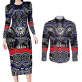 ANZAC Day Canterbury Bankstown Bulldogs Couples Matching Long Sleeve Bodycon Dress and Long Sleeve Button Shirt Military Memorial Aboriginal Indigenous Art