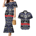 ANZAC Day Canterbury Bankstown Bulldogs Couples Matching Mermaid Dress and Hawaiian Shirt Military Memorial Aboriginal Indigenous Art