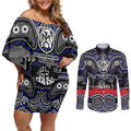 ANZAC Day Canterbury Bankstown Bulldogs Couples Matching Off Shoulder Short Dress and Long Sleeve Button Shirt Military Memorial Aboriginal Indigenous Art