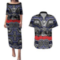 ANZAC Day Canterbury Bankstown Bulldogs Couples Matching Puletasi and Hawaiian Shirt Military Memorial Aboriginal Indigenous Art